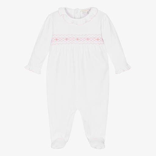 Kissy Kissy-White Pima Cotton Fall Babygrow | Childrensalon Outlet