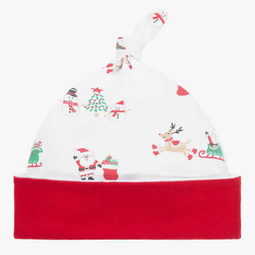 Kissy Kissy-White Pima Cotton Jingle Baby Hat | Childrensalon Outlet