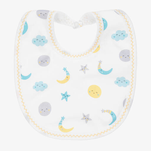 Kissy Kissy-White Pima Cotton Moonlight Dreams Bib | Childrensalon Outlet