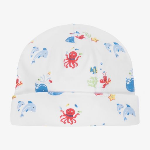 Kissy Kissy-White Pima Cotton Ocean Hat | Childrensalon Outlet