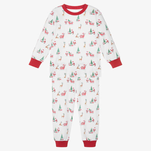 Kissy Kissy-White Pima Cotton Santa's Sleigh Pyjamas | Childrensalon Outlet