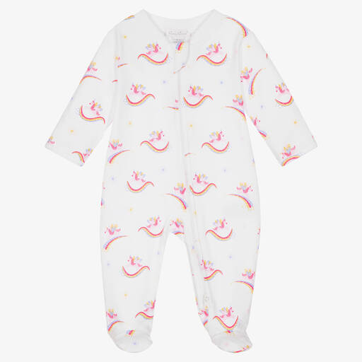 Kissy Kissy-White Pima Cotton Unicorn Sparkles Babygrow | Childrensalon Outlet