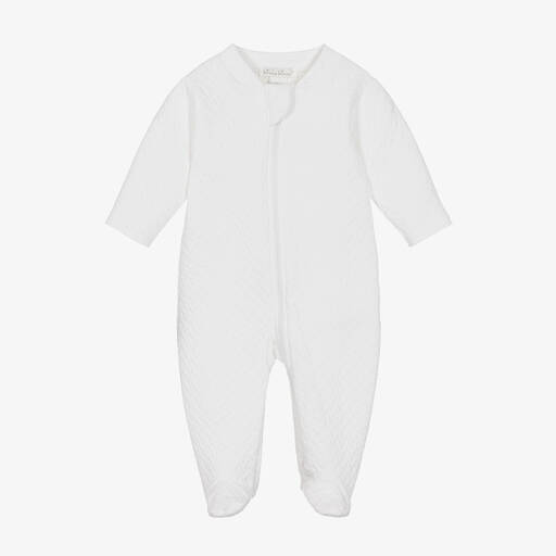 Kissy Kissy-White Quilted Classic Jacquards Cotton Babygrow | Childrensalon Outlet