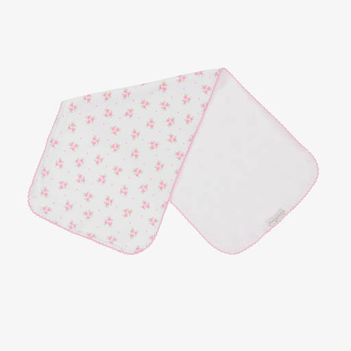 Kissy Kissy-White Rosy Tea Time Cotton Burp Cloth (47cm) | Childrensalon Outlet