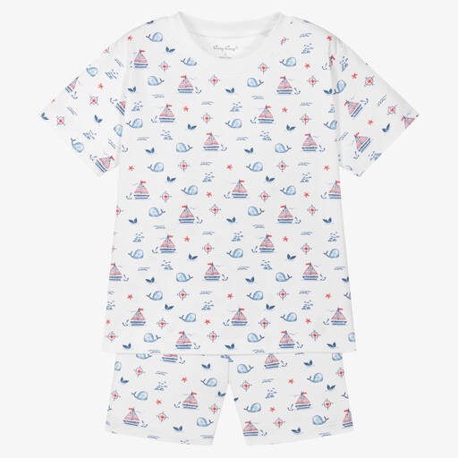 Kissy Kissy-Короткая пижама из хлопка пима с китами и парусниками | Childrensalon Outlet