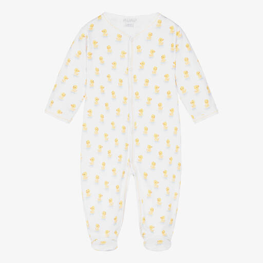 Kissy Kissy-White & Yellow Dotty Ducks Cotton Babygrow | Childrensalon Outlet