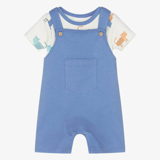 Kissy Love-Baby Boys Blue Little Tigers Dungaree Set | Childrensalon Outlet