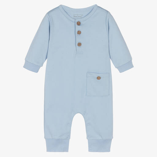 Kissy Love-Baby Boys Blue Pima Cotton Romper | Childrensalon Outlet