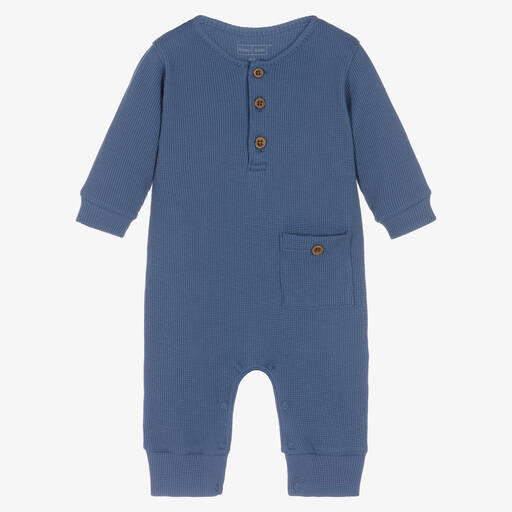 Kissy Love-Baby Boys Blue Pima Cotton Romper | Childrensalon Outlet