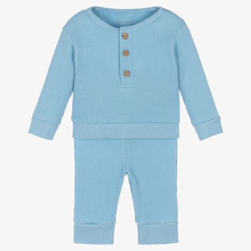 Kissy Love-Baby Boys Blue Pima Cotton Trousers Set | Childrensalon Outlet