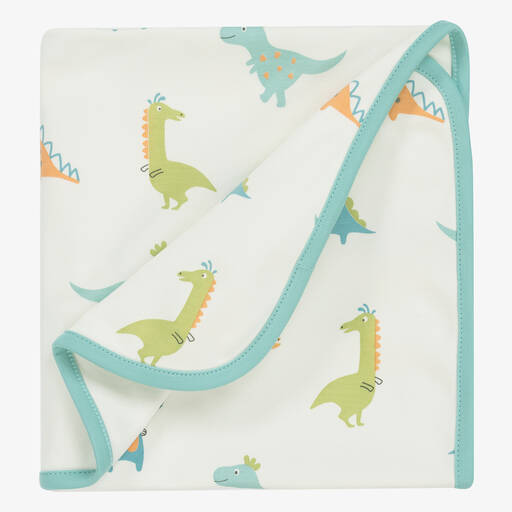 Kissy Love-Baby Boys Ivory Dino Pals Blanket (73cm) | Childrensalon Outlet