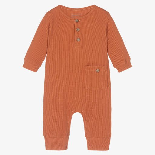 Kissy Love-Baby Boys Orange Pima Cotton Romper  | Childrensalon Outlet