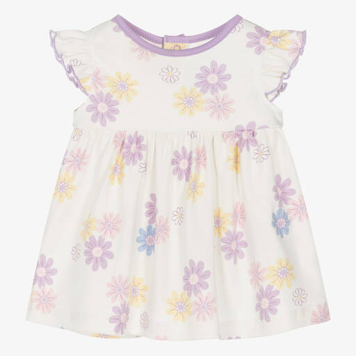 Kissy Love-Baby Girls Ivory & Purple Floral Delights Dress | Childrensalon Outlet