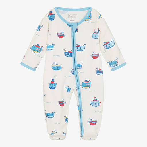Kissy Love-Boys Ivory & Blue Ocean Traffic Babygrow | Childrensalon Outlet