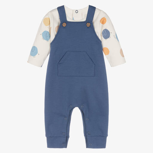 Kissy Love-Dotty Elephants Latzhosen-Set Blau | Childrensalon Outlet