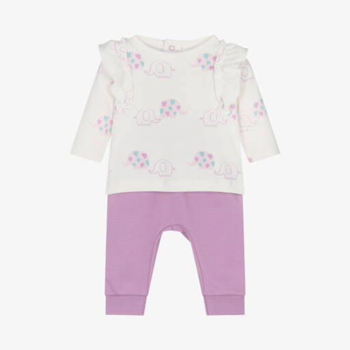 Kissy Love-Girls Elephant Print Trousers Set | Childrensalon Outlet