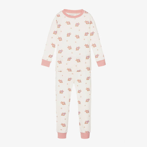 Kissy Love-بيجاما بطبعة ورود قطن بيما لون عاجي للبنات | Childrensalon Outlet