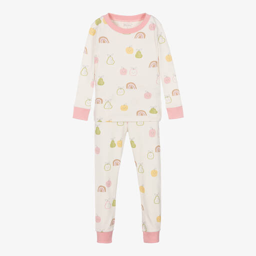 Kissy Love-Girls Ivory Pima Cotton Pears & Rainbows Pyjamas | Childrensalon Outlet