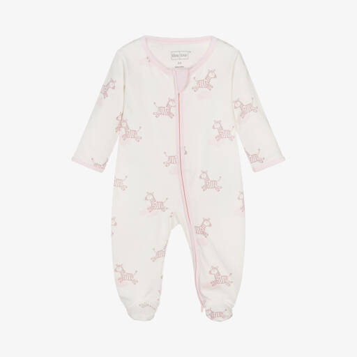 Kissy Love-Girls Ivory Zebra Print Babygrow | Childrensalon Outlet