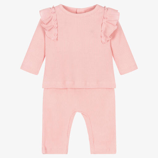 Kissy Love-Girls Pink Pima Cotton Trouser Set | Childrensalon Outlet