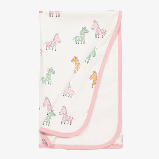 Kissy Love-Кремовое хлопковое одеяло с зебрами (72см) | Childrensalon Outlet