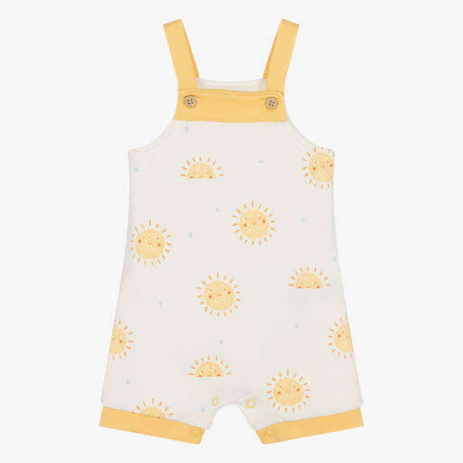 Kissy Love-Ivory & Yellow Sunny Day Baby Dungarees | Childrensalon Outlet