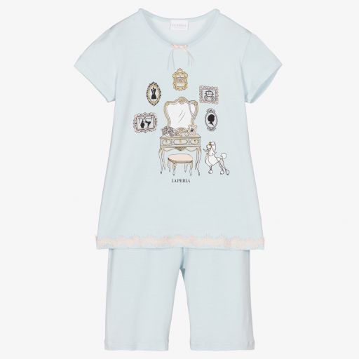 La Perla-Girls Blue Modal Short Pyjamas | Childrensalon Outlet