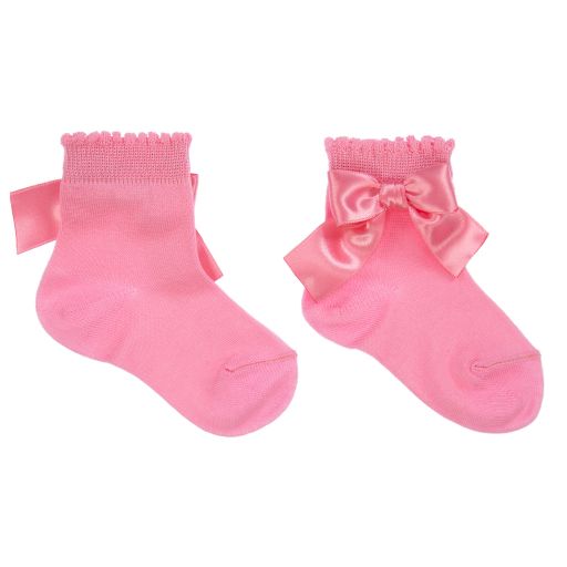 La Perla-Girls Pink Cotton Bow Socks | Childrensalon Outlet