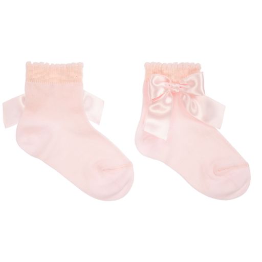 La Perla-Girls Pink Cotton Bow Socks | Childrensalon Outlet