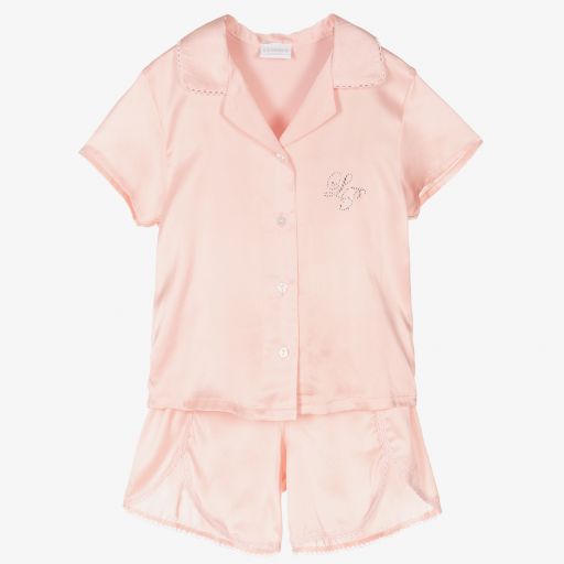 La Perla-Girls Pink Silk Short Pyjamas | Childrensalon Outlet