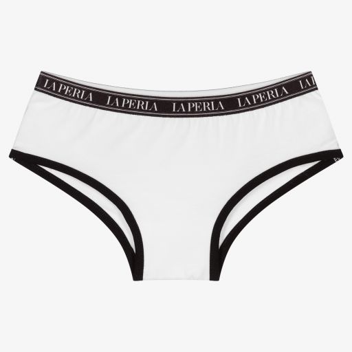 La Perla-Girls White Cotton Logo Pants | Childrensalon Outlet