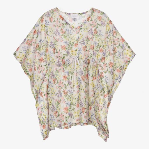 La Perla-Caftan blanc en soie à fleurs Fille | Childrensalon Outlet