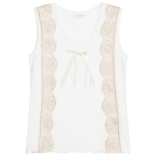 La Perla-Ivory & Gold Lace Vest | Childrensalon Outlet