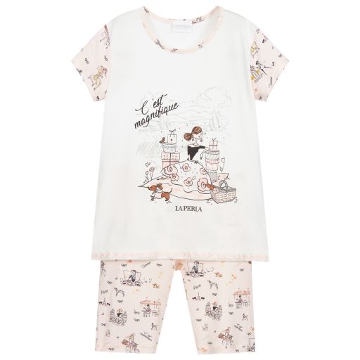 La Perla-Ivory & Pink Modal Pyjamas | Childrensalon Outlet