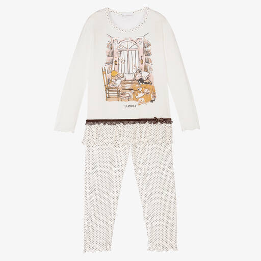 La Perla-Ivory Polka Dot Pyjamas | Childrensalon Outlet
