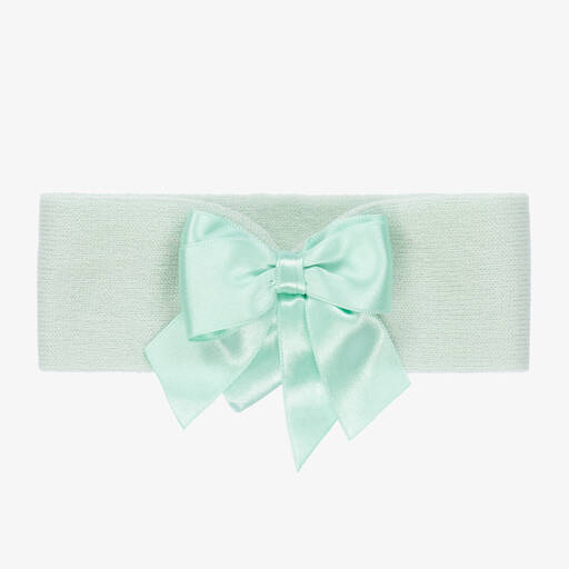 La Perla-Mint Green Wool Bow Headband | Childrensalon Outlet