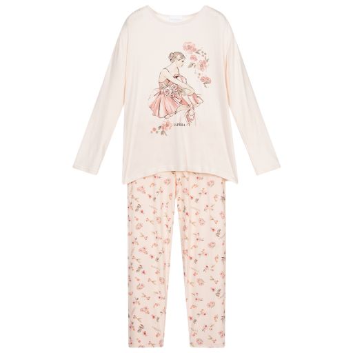 La Perla-Розовая пижама из модала с цветочным рисунком | Childrensalon Outlet