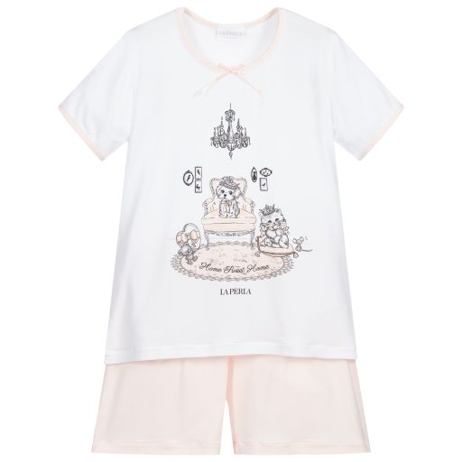 La Perla-Modal-Pyjama in Rosa und Weiß | Childrensalon Outlet