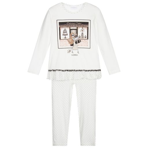 La Perla-Weißer Pyjama aus Modal-Jersey | Childrensalon Outlet