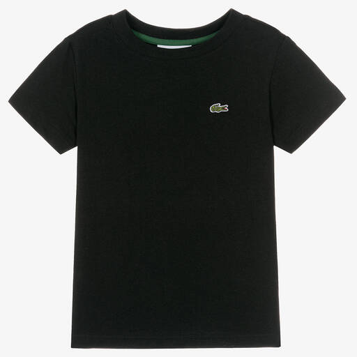 Lacoste-Black Cotton Crocodile T-Shirt | Childrensalon Outlet