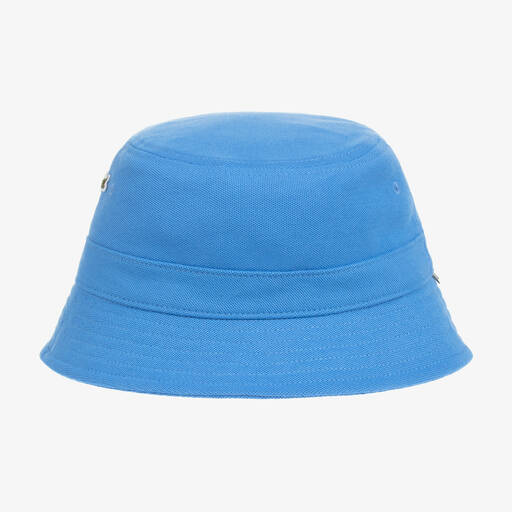 Lacoste-Blue Cotton Logo Bucket Hat | Childrensalon Outlet