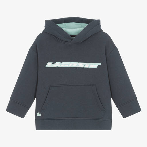 Lacoste-Boys Blue Cotton Jersey Hoodie | Childrensalon Outlet