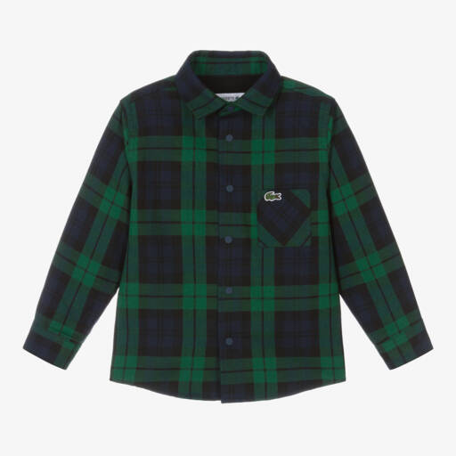 Lacoste-Boys Blue & Green Check Shirt | Childrensalon Outlet