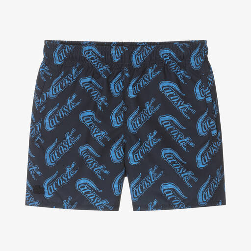 Lacoste-Boys Navy Blue Logo Swim Shorts | Childrensalon Outlet