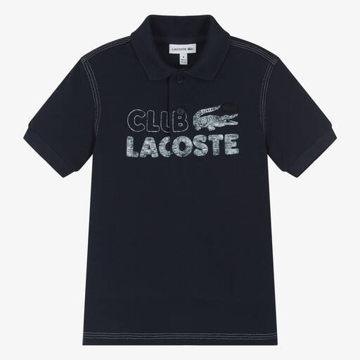 Lacoste-Boys Navy Blue Organic Cotton Polo Shirt | Childrensalon Outlet
