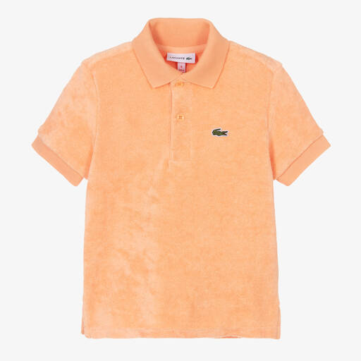 Lacoste-Girls Orange Towelling Polo Shirt | Childrensalon Outlet
