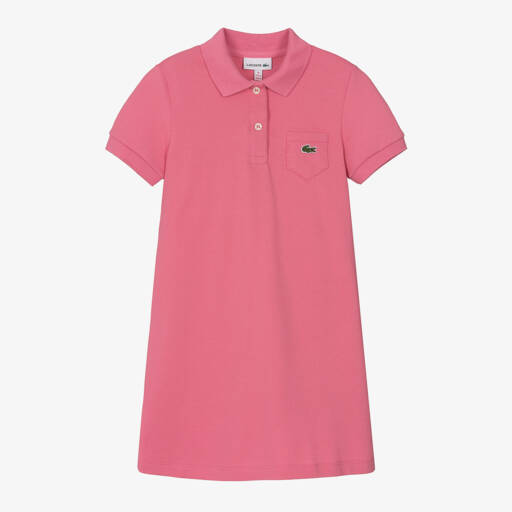 Lacoste-Girls Pink Cotton Polo Dress | Childrensalon Outlet