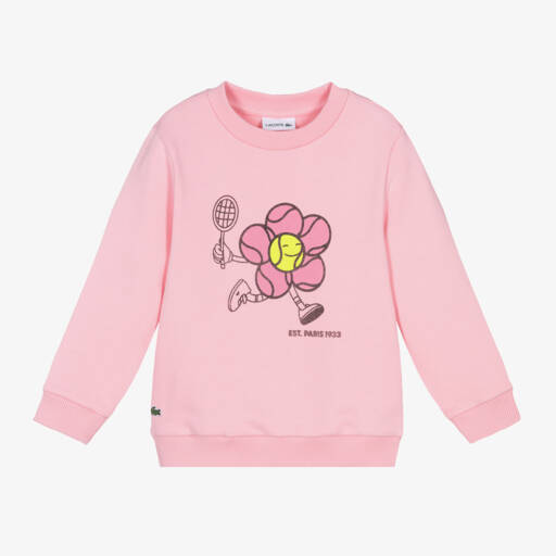 Lacoste-Girls Pink Tennis Flower Sweatshirt | Childrensalon Outlet