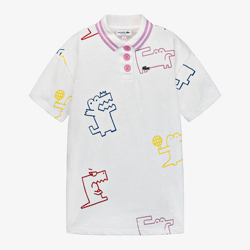Lacoste-Girls White Cotton Tennis Polo Dress | Childrensalon Outlet