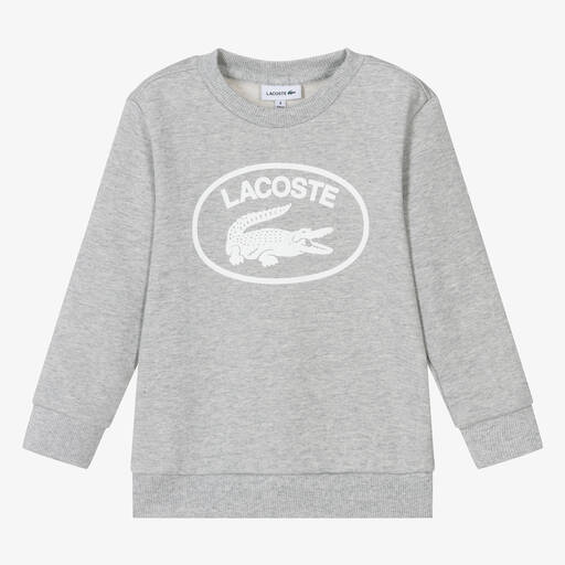 Lacoste-Grey Marl Cotton Sweatshirt | Childrensalon Outlet